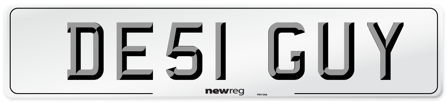 DE51 GUY Number Plate from New Reg